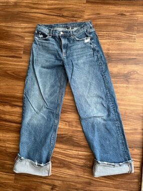 American Eagle Light Blue Stretch Denim Jeans Waistband Detail